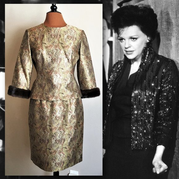 Chetta B Dresses & Skirts - CHETTA B Gold Brocade 2-pc Skirt Set w/Mink Trim
